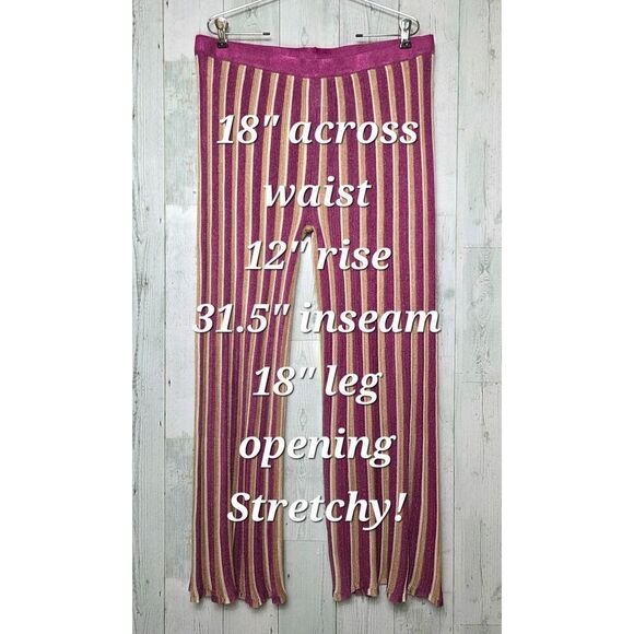 Future Collective x Target Striped Metallic Sheer Knit Wide Leg PANTS ONLY Sz. X - Picture 3 of 8